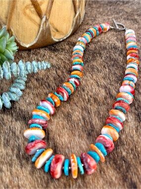 Bold Spiny Oyster and Turquoise Jewelry Set